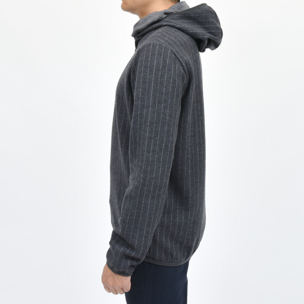 SEASE(シーズ) DRONE HOOD ウールフリースチョークストライププルオーバーフーディー SE242UAWH033TJ157