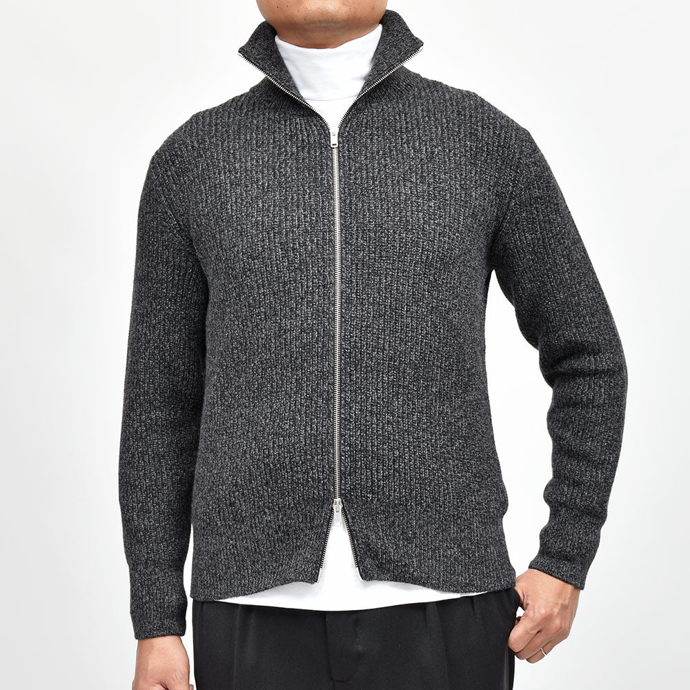 JOHN SMEDLEY ジョンスメドレー BRILEY リサイクルカシミヤ メリノウール 7ゲージ リブ編み ジップアップ ニットブルゾン STANDERD FIT