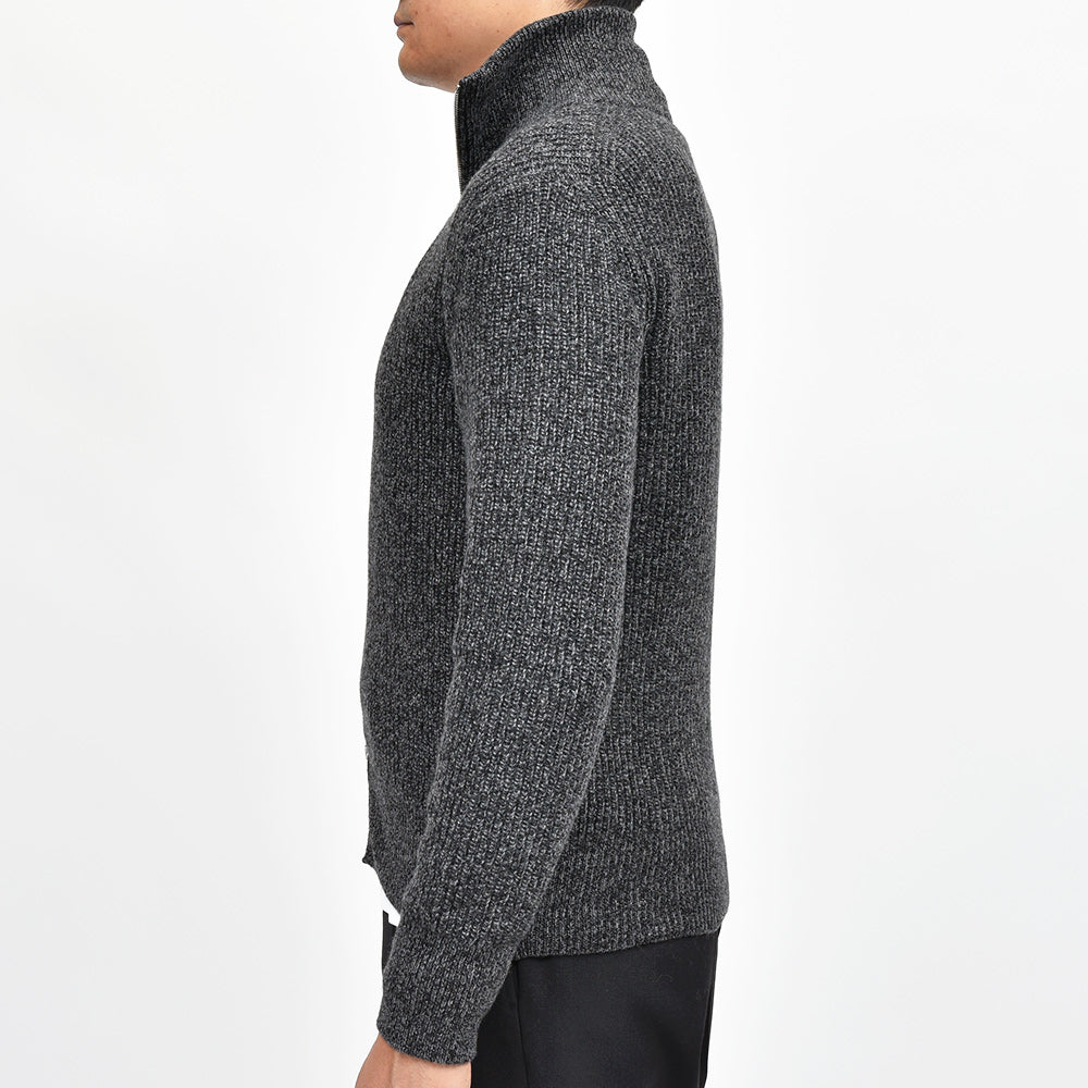 JOHN SMEDLEY ジョンスメドレー BRILEY リサイクルカシミヤ メリノウール 7ゲージ リブ編み ジップアップ ニットブルゾン STANDERD FIT