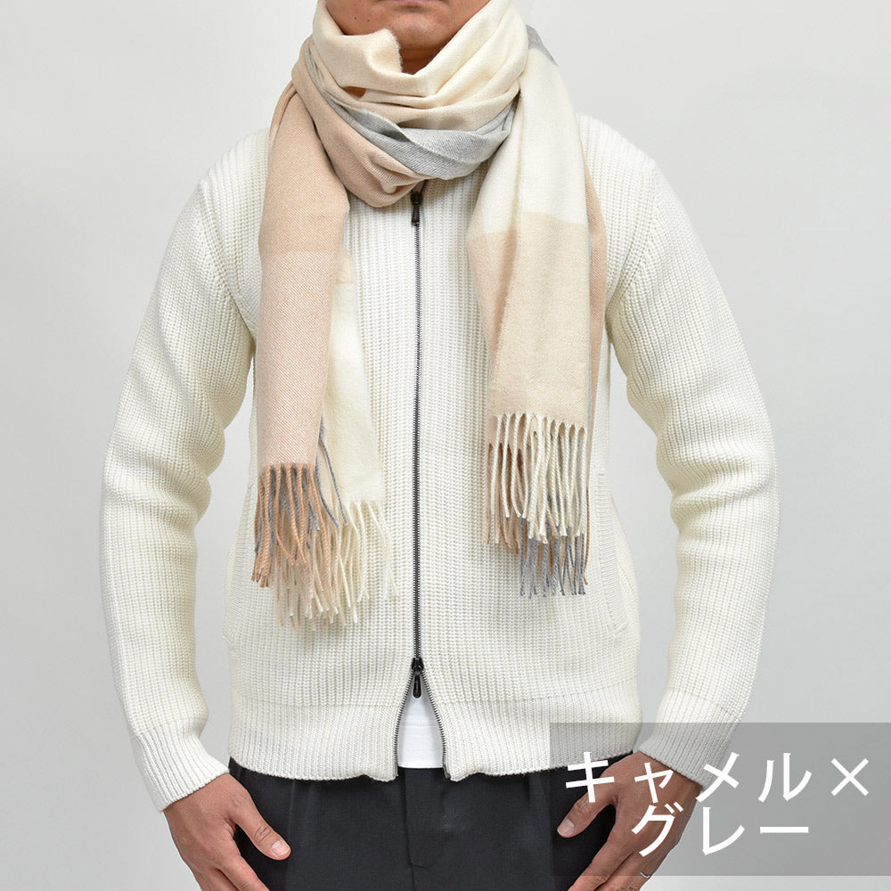 Johnstons of Elgin ジョンストンズ オブ エルガン カシミヤ ブロックチェック 大判ストール 70×190 WA000056