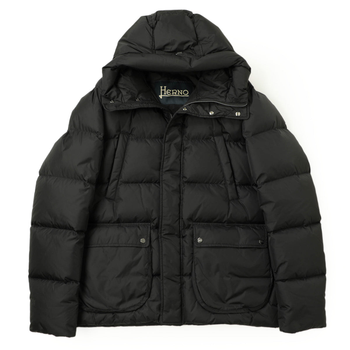 HERNO / フーデッド ナイロン 撥水 ミリタリー ショート丈 ダウンジャケット / N-3B / PI001140U 12004Z / ブラック