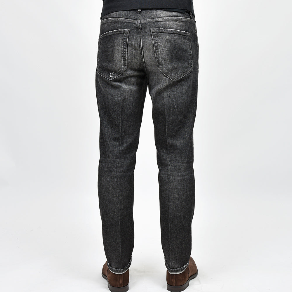 PT TORINO DENIM ピーティートリノデニム コットン ストレッチ ウォッシュド ダメージ&リペア ブラックデニムパンツ REGGAE/TAPERED FIT/OA3630