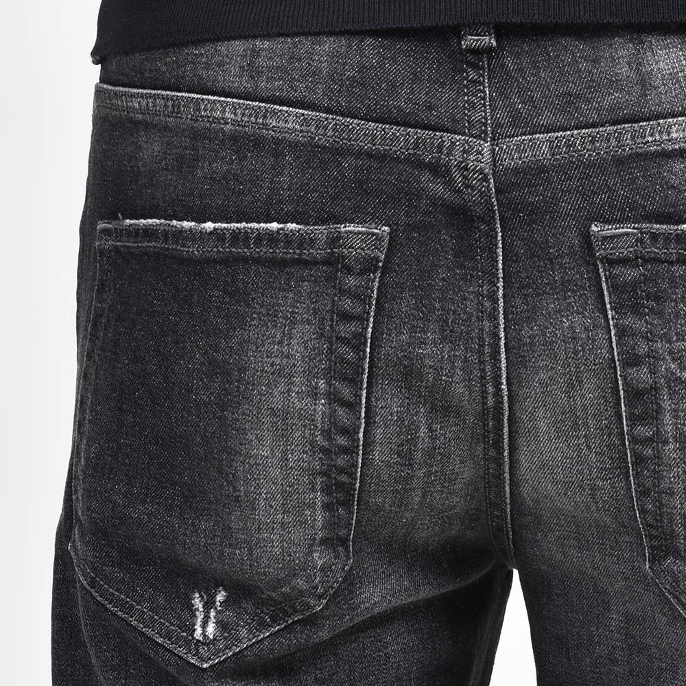 PT TORINO DENIM ピーティートリノデニム コットン ストレッチ ウォッシュド ダメージ&リペア ブラックデニムパンツ REGGAE/TAPERED FIT/OA3630