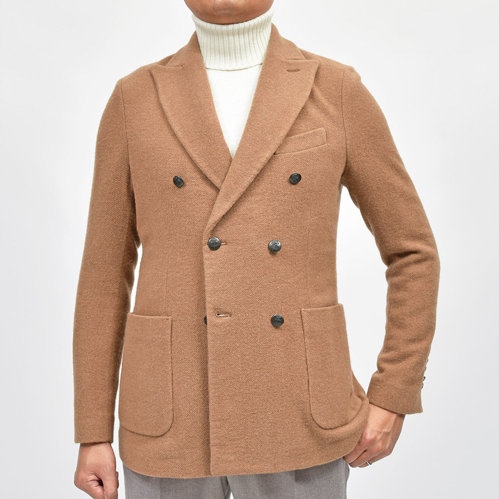 CIRCOLO 1901 チルコロ1901 ヴァージンウール カシミヤ ストレッチ ジャージー ダイアゴナル メタルボタン ダブル6Bジャケット