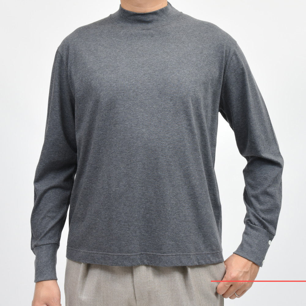 ELACIO(エラシオ) Moselモーゼル コットンスムースジャージL/Sモックネックカットソー