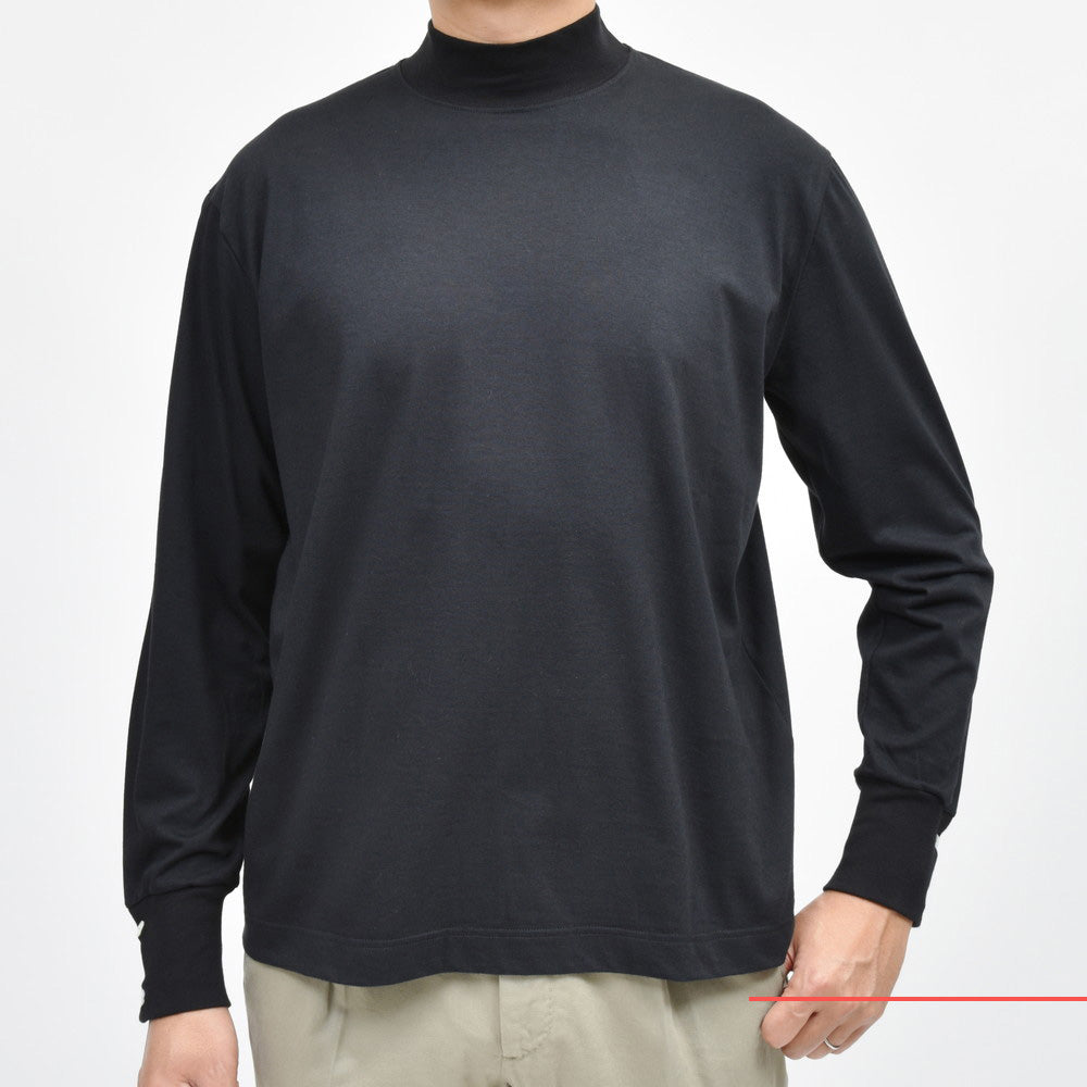 ELACIO(エラシオ) Moselモーゼル コットンスムースジャージL/Sモックネックカットソー