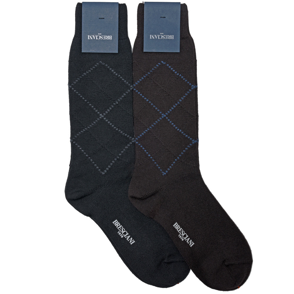 BRESCIANI(ブレッシアーニ) ウールナイロンアーガイルドレスソックス MC022IN0015 18042200146