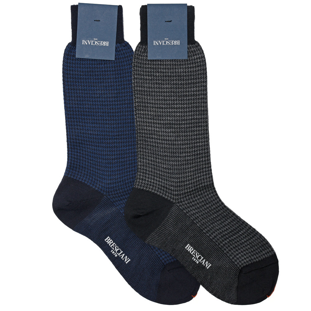BRESCIANI(ブレッシアーニ) ウールナイロンハウンドトゥースドレスソックス MC034JQ0684 18042201146
