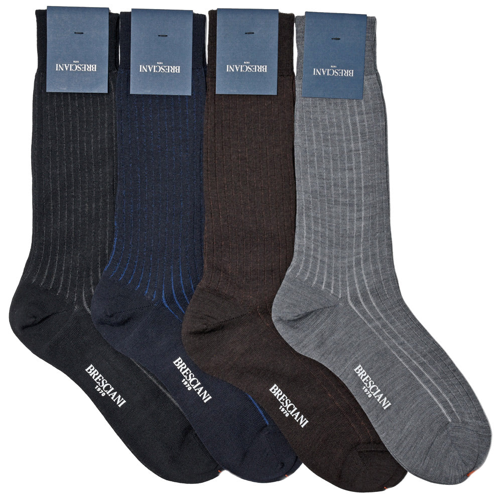 BRESCIANI(ブレッシアーニ) ウールコットンナイロンプレーティングリブドレスソックス MC138JQ0000 18042203146