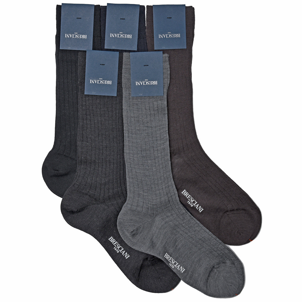 BRESCIANI(ブレッシアーニ) ウールナイロンソリッドリブドレスソックス MC001UN0001 18042204146