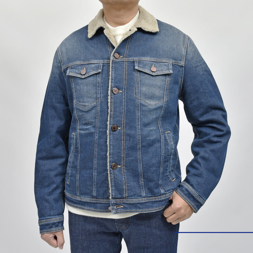 JACOB COHEN(ヤコブコーエン) ボアカラーヴィンテージウォッシュストレッチデニムトラッカージャケット 226-21709