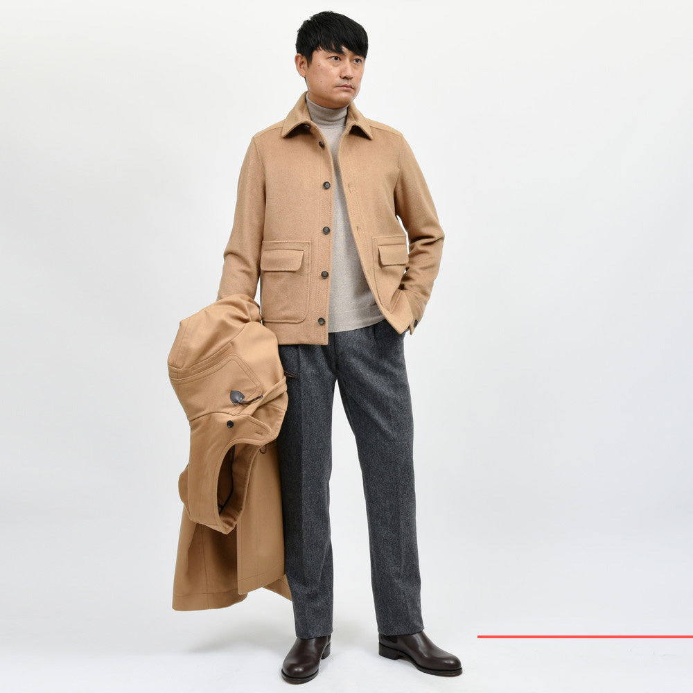 HERNO(ヘルノ) キャメルフランネルシャツブルゾン GI000443U-33435