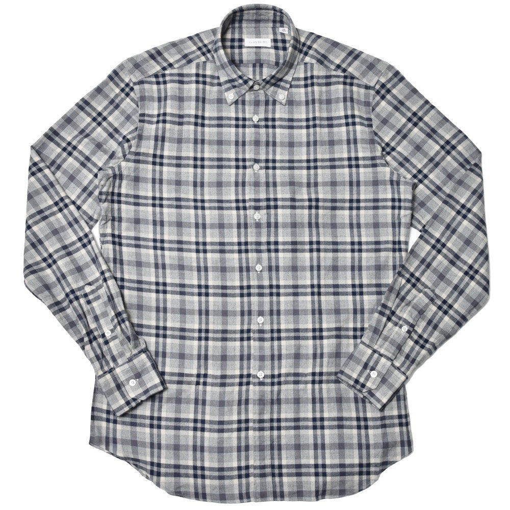 GLANSHIRT(グランシャツ) ウォッシュドコットンウールネルタータンチェックボタンダウンカラーシャツ 21406