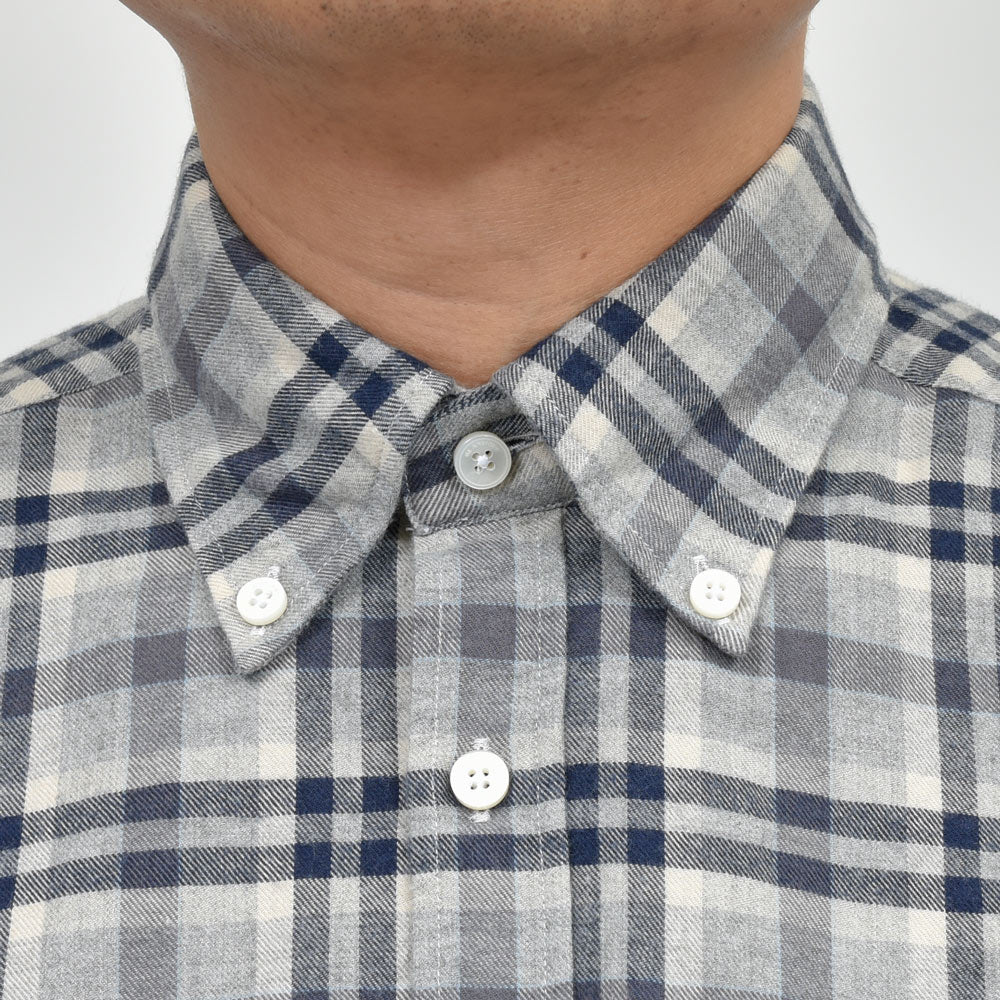 GLANSHIRT(グランシャツ) ウォッシュドコットンウールネルタータンチェックボタンダウンカラーシャツ 21406