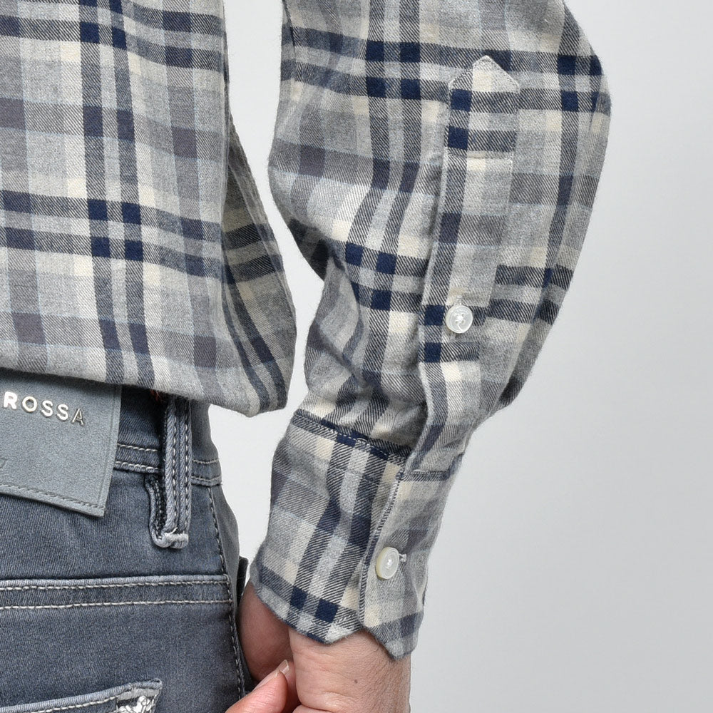 GLANSHIRT(グランシャツ) ウォッシュドコットンウールネルタータンチェックボタンダウンカラーシャツ 21406