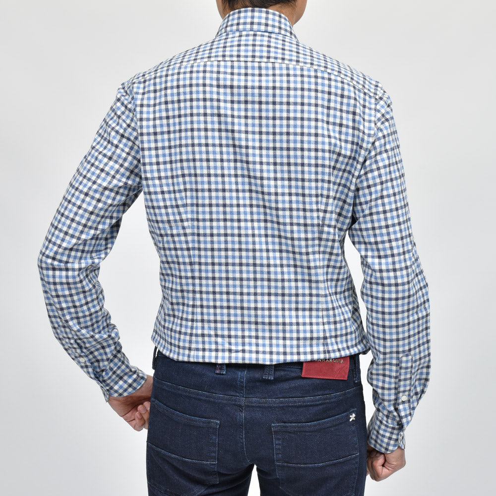 GLANSHIRT(グランシャツ) ウォッシュドコットンネルタッターソールチェックワイドカラーシャツ 21402