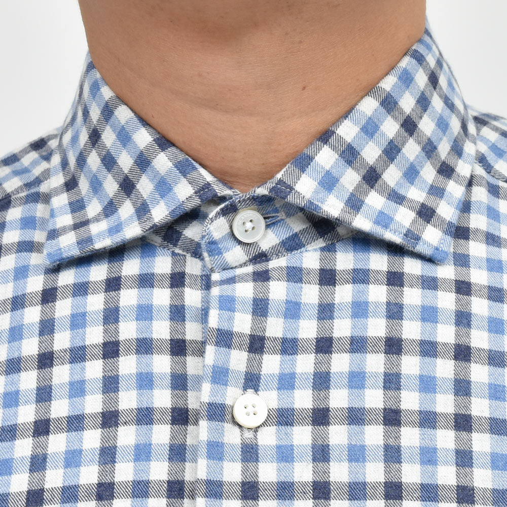 GLANSHIRT(グランシャツ) ウォッシュドコットンネルタッターソールチェックワイドカラーシャツ 21402