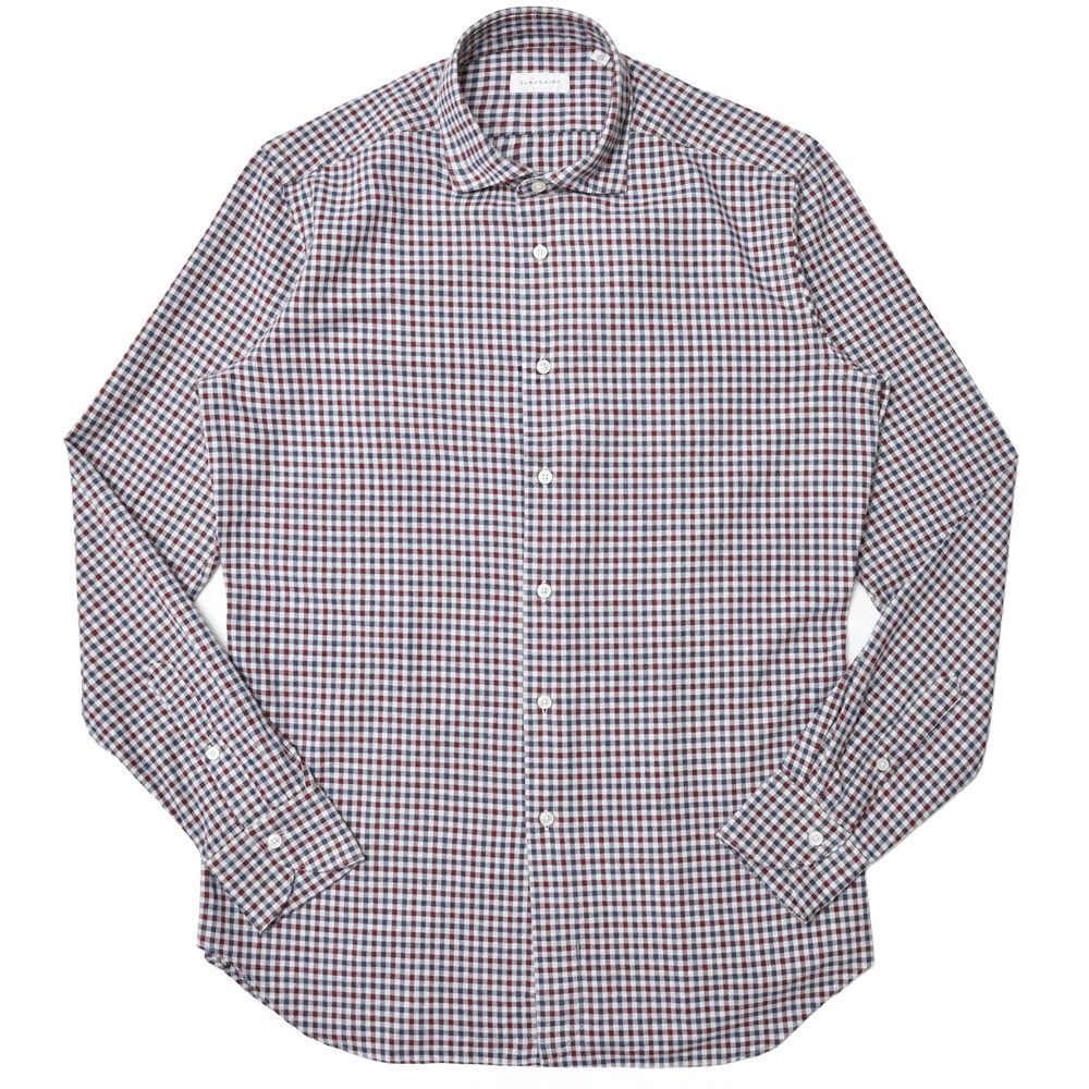 GLANSHIRT(グランシャツ) ウォッシュドコットンネルタッターソールチェックワイドカラーシャツ 21403