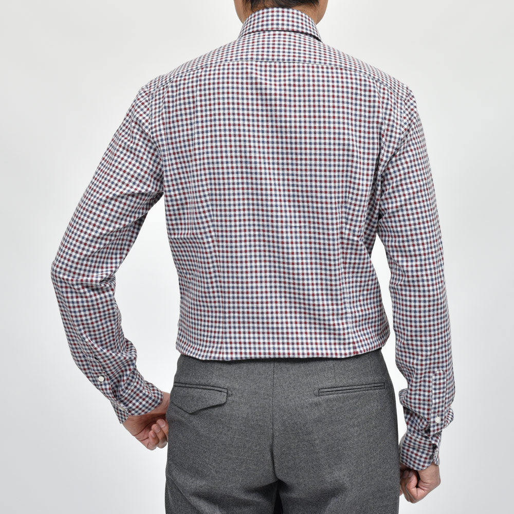 GLANSHIRT(グランシャツ) ウォッシュドコットンネルタッターソールチェックワイドカラーシャツ 21403