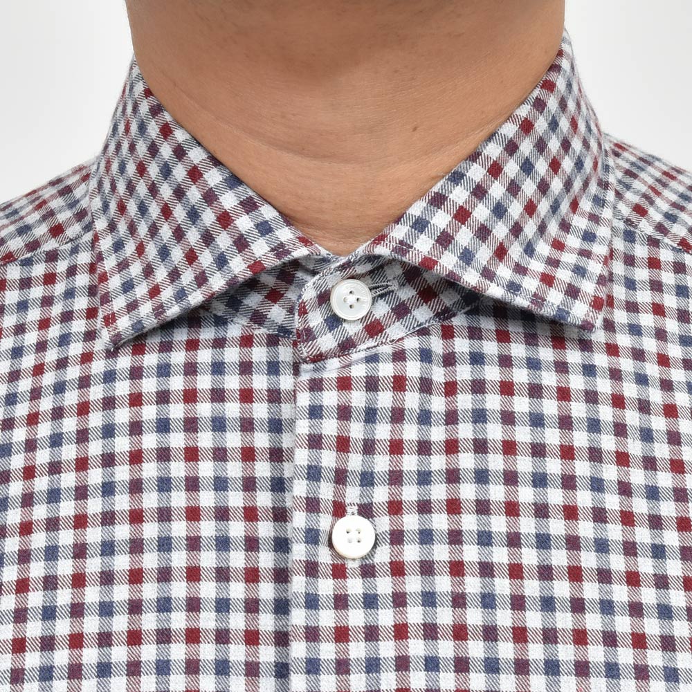 GLANSHIRT(グランシャツ) ウォッシュドコットンネルタッターソールチェックワイドカラーシャツ 21403