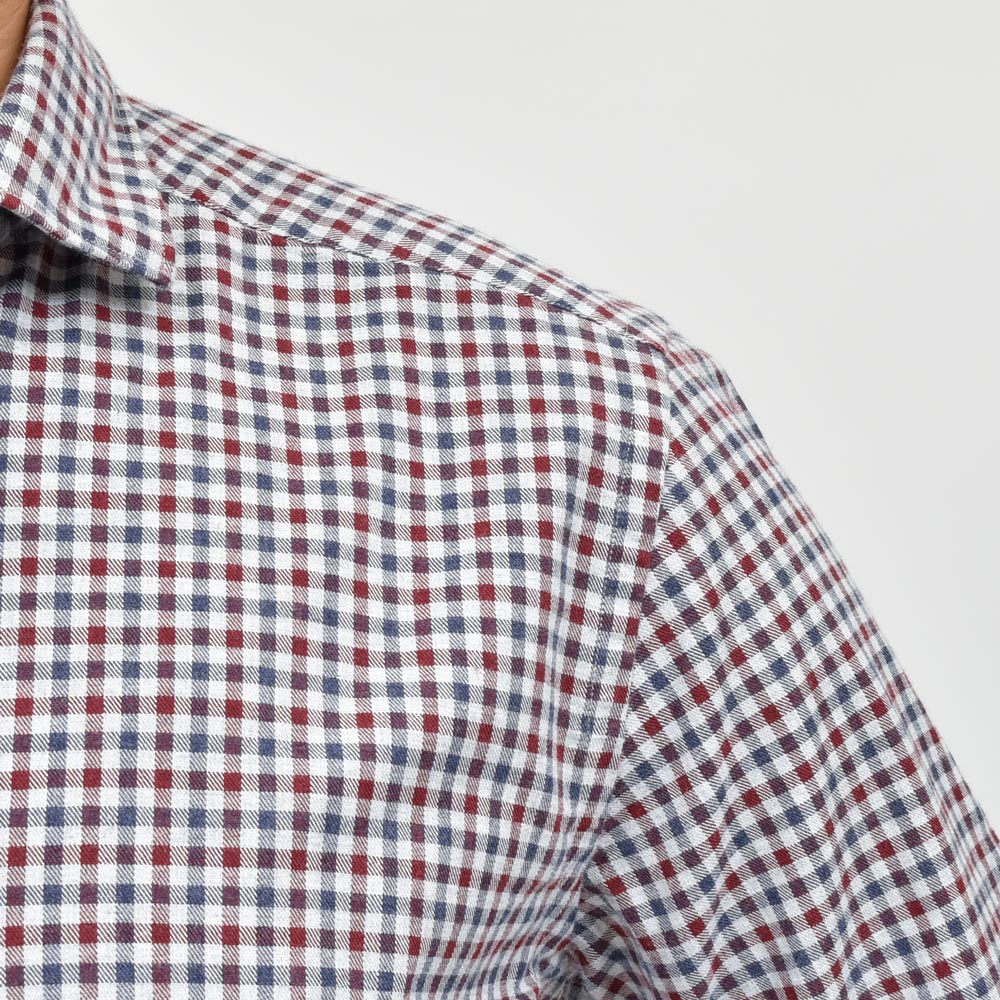 GLANSHIRT(グランシャツ) ウォッシュドコットンネルタッターソールチェックワイドカラーシャツ 21403