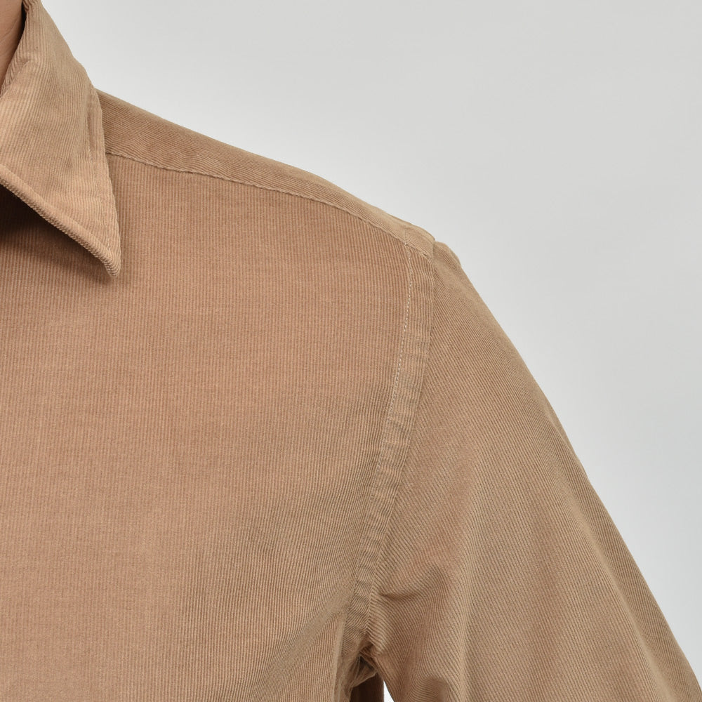 GLANSHIRT(グランシャツ) ウォッシュドコットンコーデュロイセミワイドカラーシャツ 21419