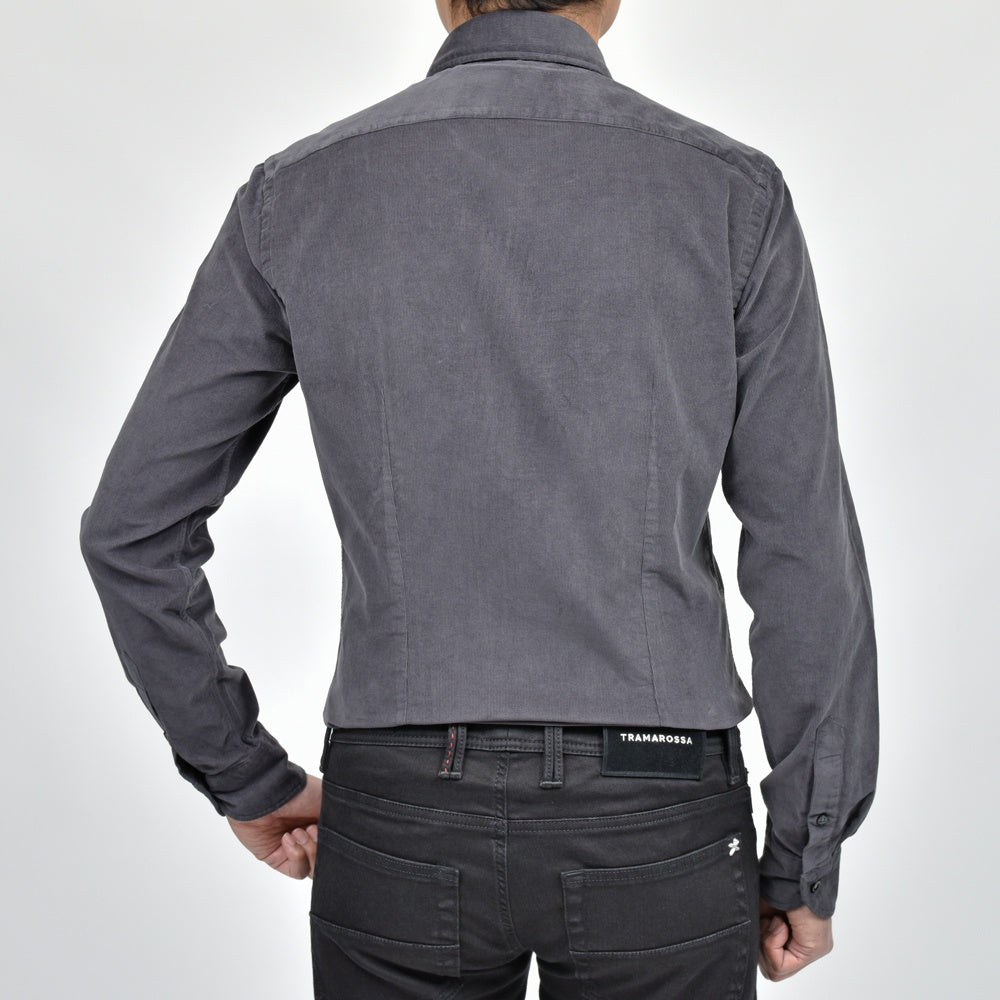 GLANSHIRT(グランシャツ) ウォッシュドコットンコーデュロイセミワイドカラーシャツ 21419