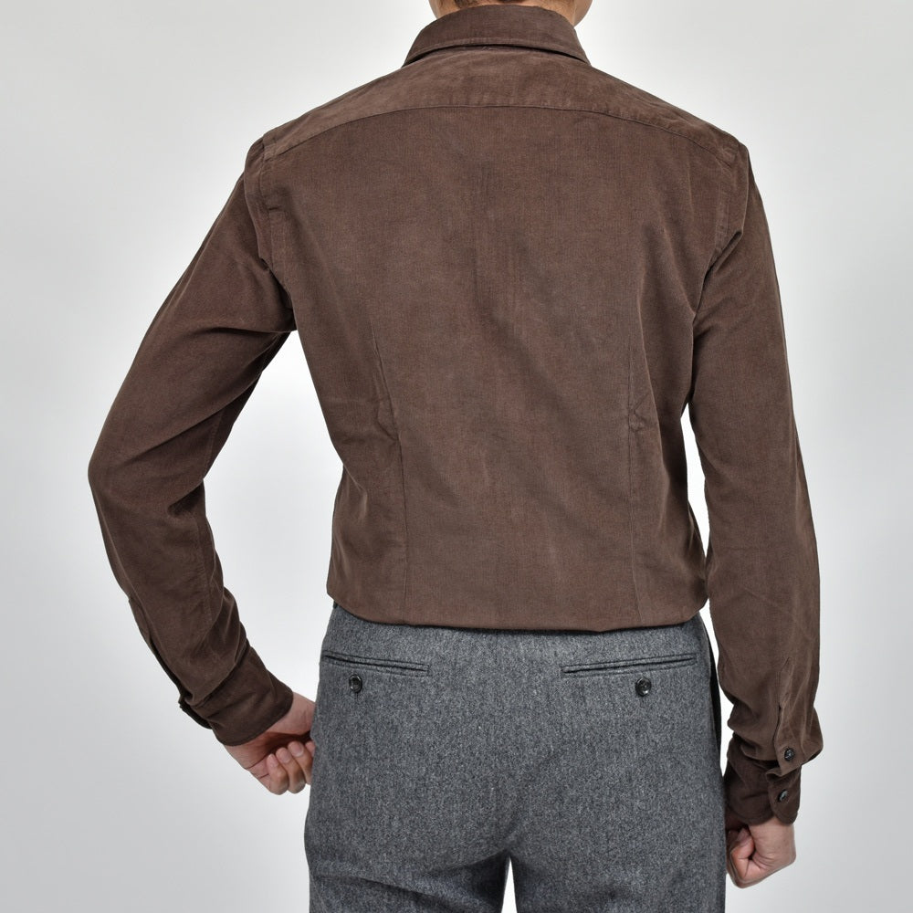 GLANSHIRT(グランシャツ) ウォッシュドコットンコーデュロイセミワイドカラーシャツ 21419