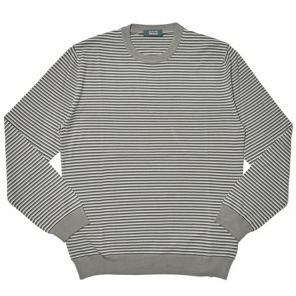 ZANONE(ザノーネ) ハイゲージウールダブルボーダークルーネックニットGIRO/SLIM FIT/810104/ZN223/25406
