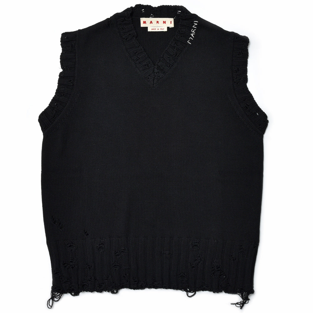 MARNI(マルニ) コットンダメージVネックニットベスト CVMG0091A0 UFC652
