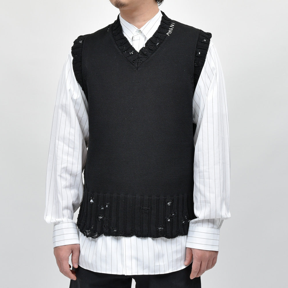MARNI(マルニ) コットンダメージVネックニットベスト CVMG0091A0 UFC652