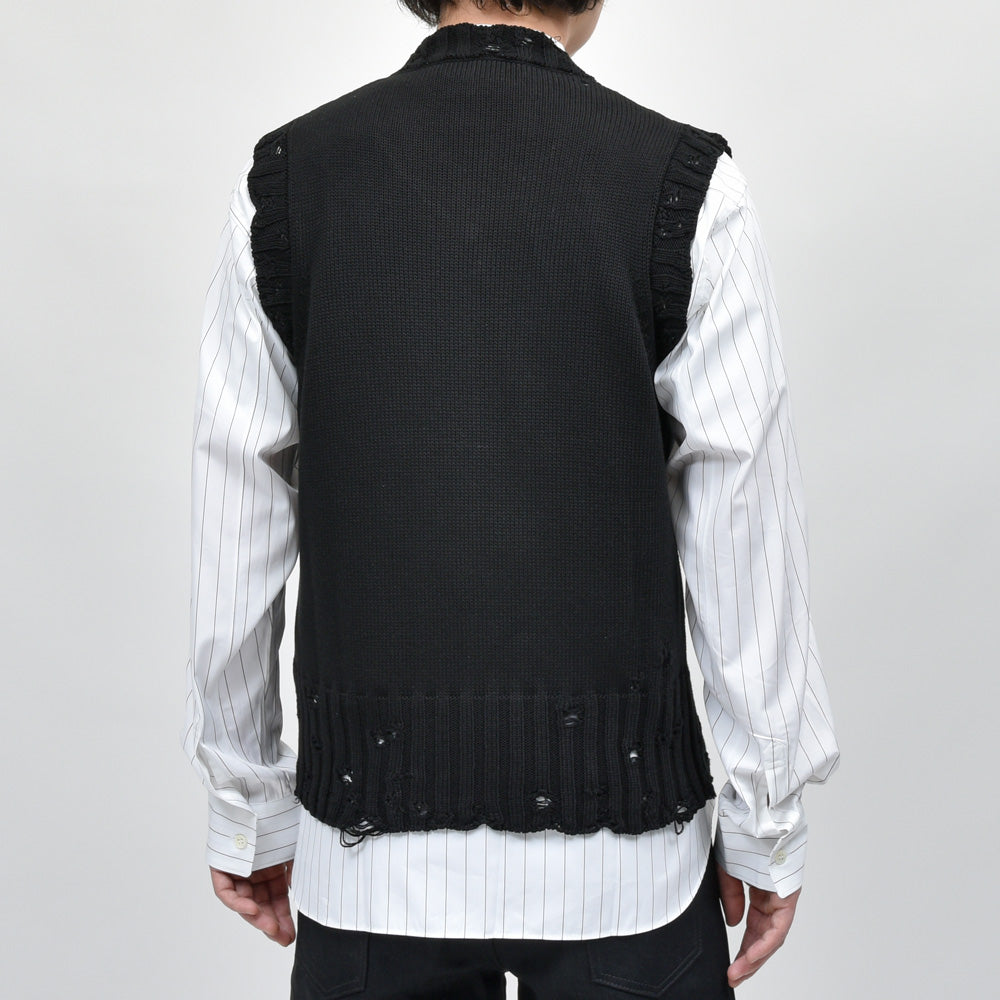 MARNI(マルニ) コットンダメージVネックニットベスト CVMG0091A0 UFC652