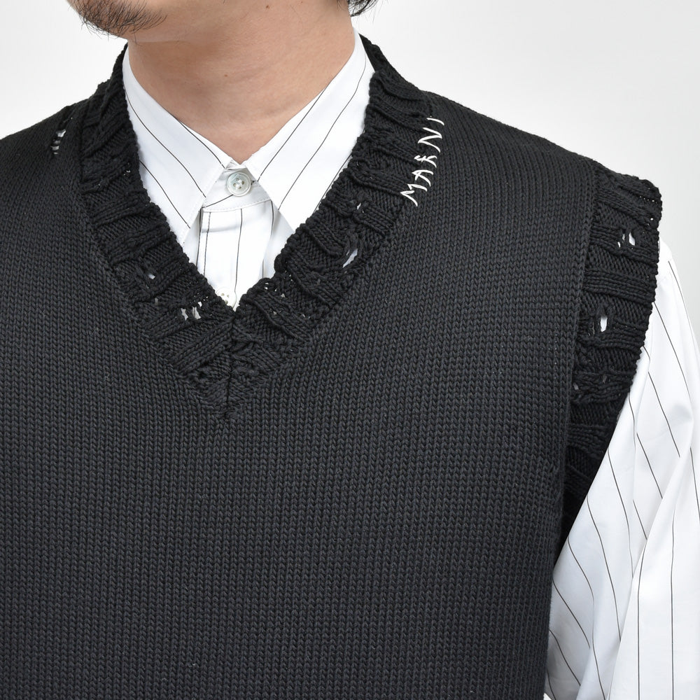 MARNI(マルニ) コットンダメージVネックニットベスト CVMG0091A0 UFC652