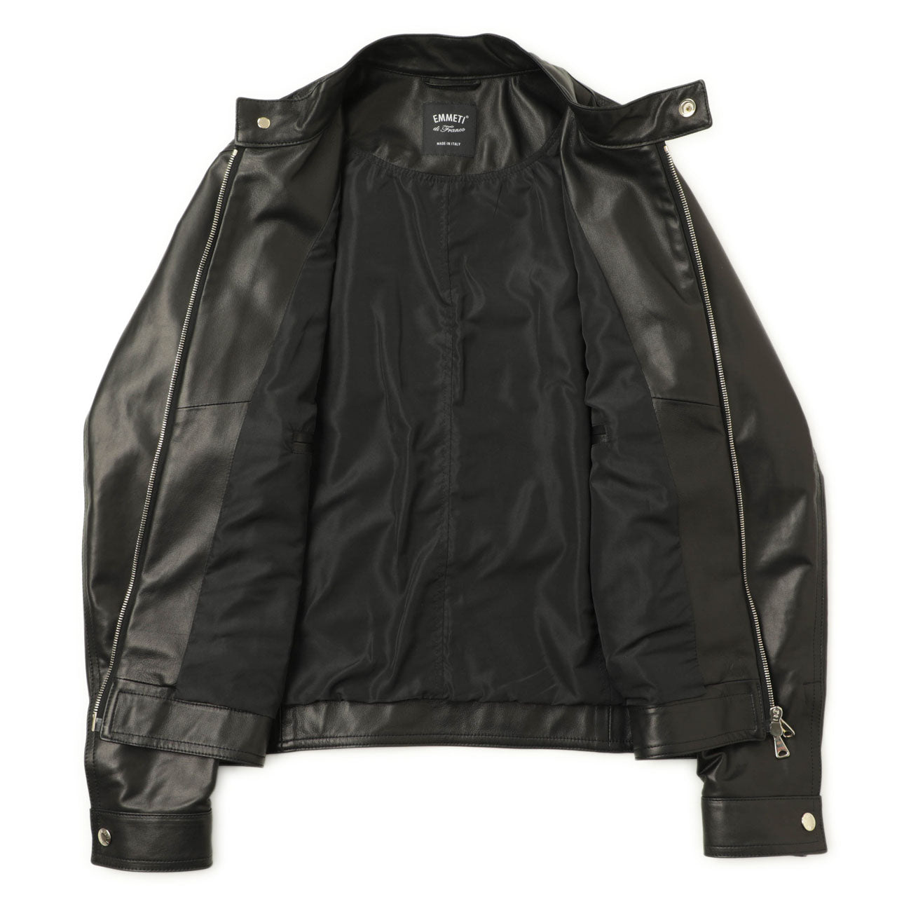 エンメティ / ユリ スペシャルラム レザー シングル ライダース ダブルジップ ゴールド/JURI SPECIAL LAMB/NERO