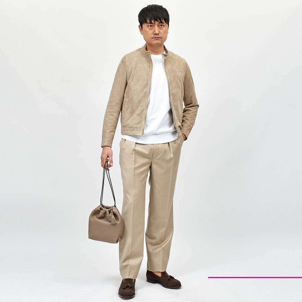 Fumiya Hirano THE TROUSERS フミヤヒラノトラウザーズ DORMEUIL ウール ツイル サイドアジャスター 2インプリーツ ドレスパンツ REGENT
