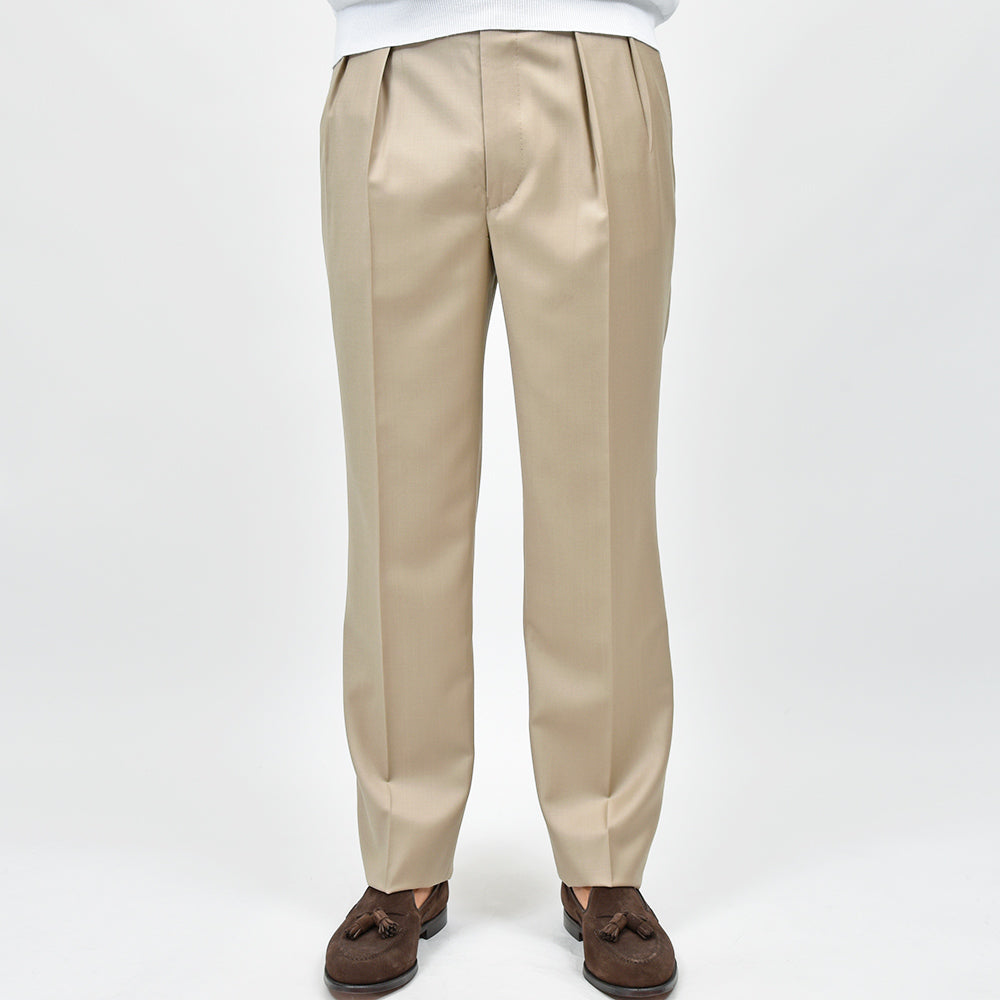 Fumiya Hirano THE TROUSERS フミヤヒラノトラウザーズ DORMEUIL ウール ツイル サイドアジャスター 2インプリーツ ドレスパンツ REGENT