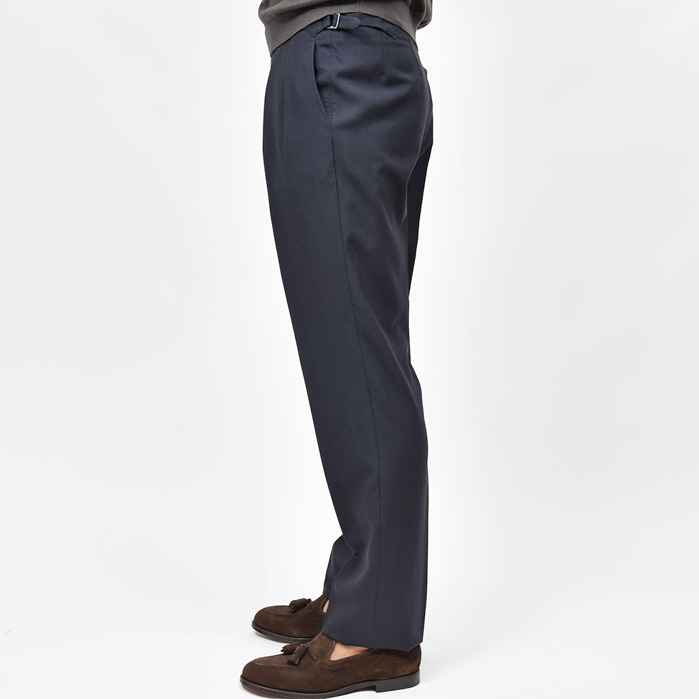 Fumiya Hirano THE TROUSERS フミヤヒラノトラウザーズ SMITH WOOLLEN ウール トロピカル サイドアジャスター 2インプリーツ ドレスパンツ REGENT