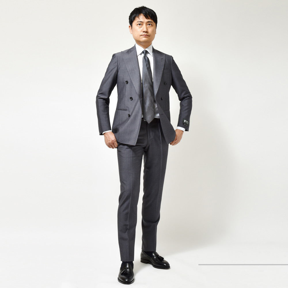 guji(グジ) SUPER BRIOスーパーブリオ キッドモヘアウール6B1プリーツダブルスーツ(MADE BY RING JACKET / DORMEUILファブリック)【春/夏】17151