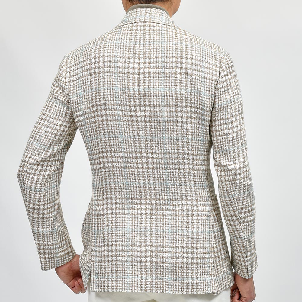 STILE LATINO スティレ ラティーノ VINCENZO シルクリネンコットン グレンチェック ウインドウペーン シングル3Bジャケット