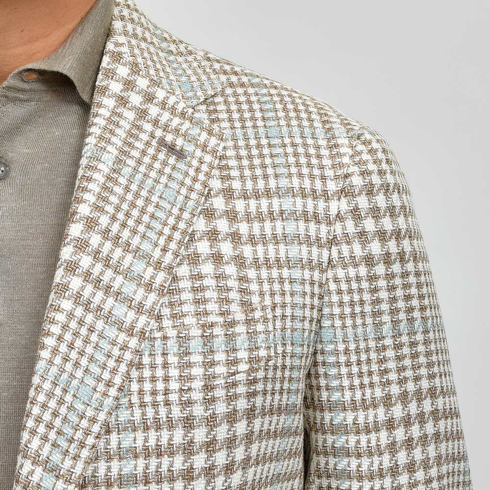 STILE LATINO スティレ ラティーノ VINCENZO シルクリネンコットン グレンチェック ウインドウペーン シングル3Bジャケット