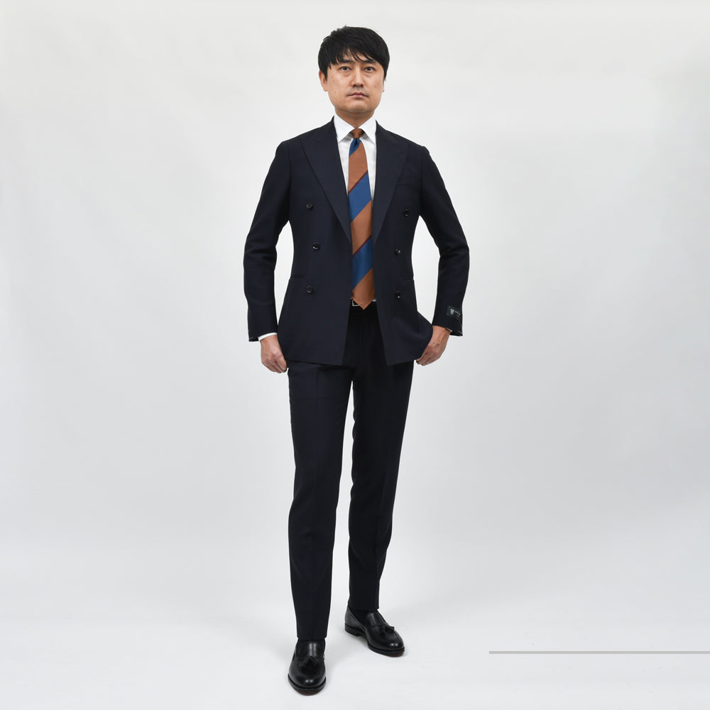 guji(グジ) ウールモヘア3B1プリーツソリッドダブルスーツ(MADE BY RING JACKET / DORMEUILファブリック)【春/夏】17151208028