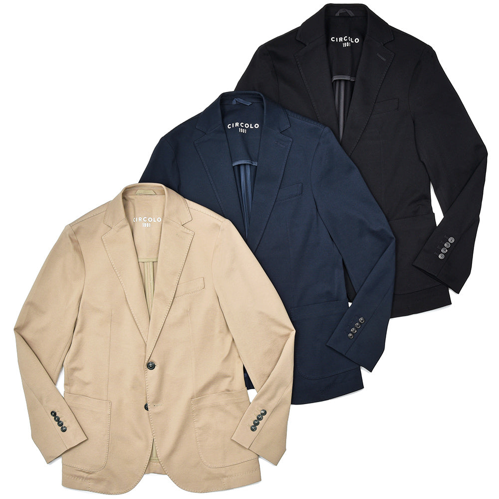 CIRCOLO 1901 チルコロ1901 コットン ストレッチ プレミアムピケ 鹿の子ジャージー セットアップ対応 シングル2Bジャケット