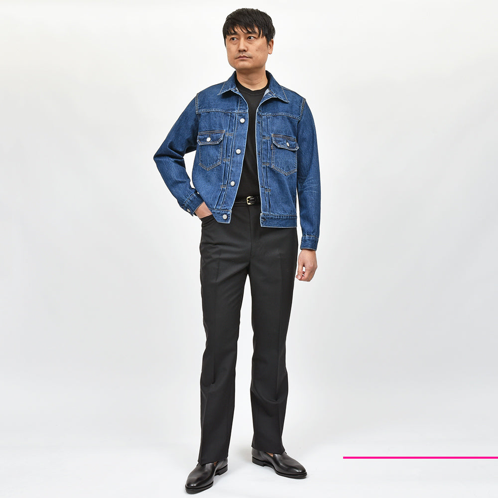 Fumiya Hirano THE TROUSERS フミヤヒラノトラウザーズ ウール トロピカル L字ポケット ノープリーツ フレアパンツ CARNABY