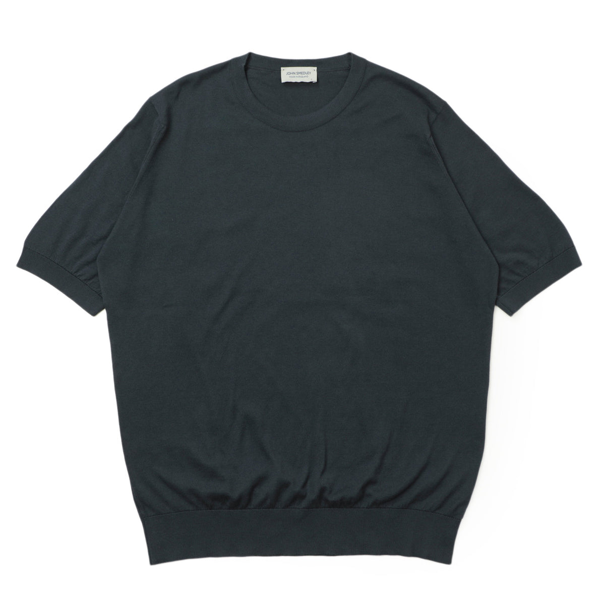 ジョンスメドレー / ハイゲージ シーアイランドコットン ニット クルーネック Tシャツ / ネイビーグレー