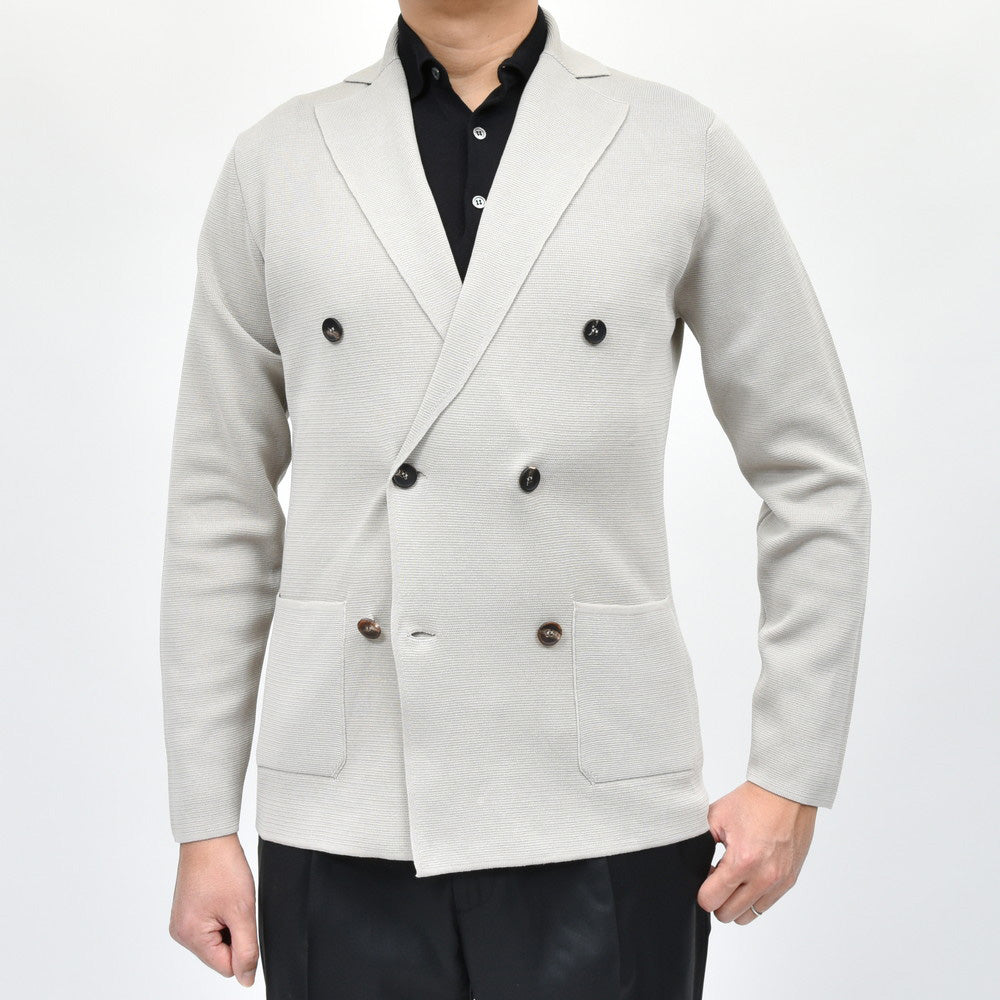 FILIPPO DE LAURENTIIS(フィリッポ デ ローレンティス) コットンミラノリブ6Bダブルニットジャケット RJMLDPT10