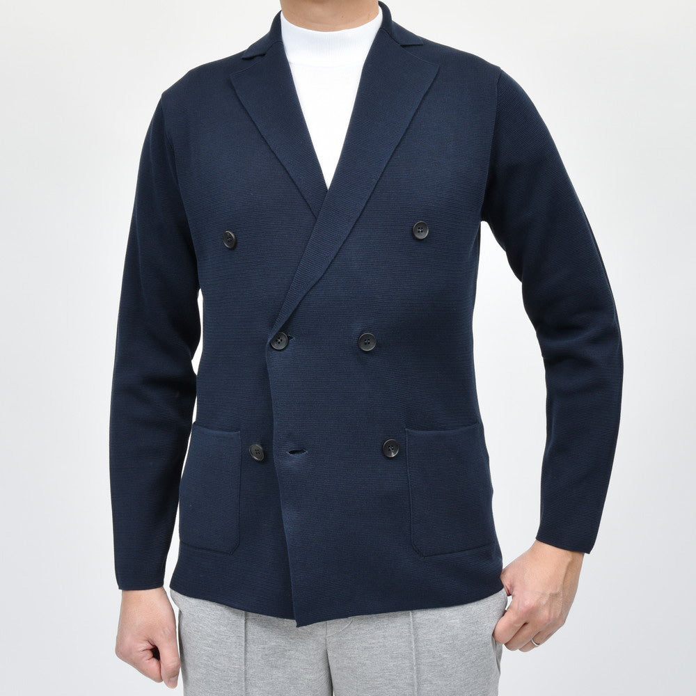 FILIPPO DE LAURENTIIS(フィリッポ デ ローレンティス) コットンミラノリブ6Bダブルニットジャケット RJMLDPT10