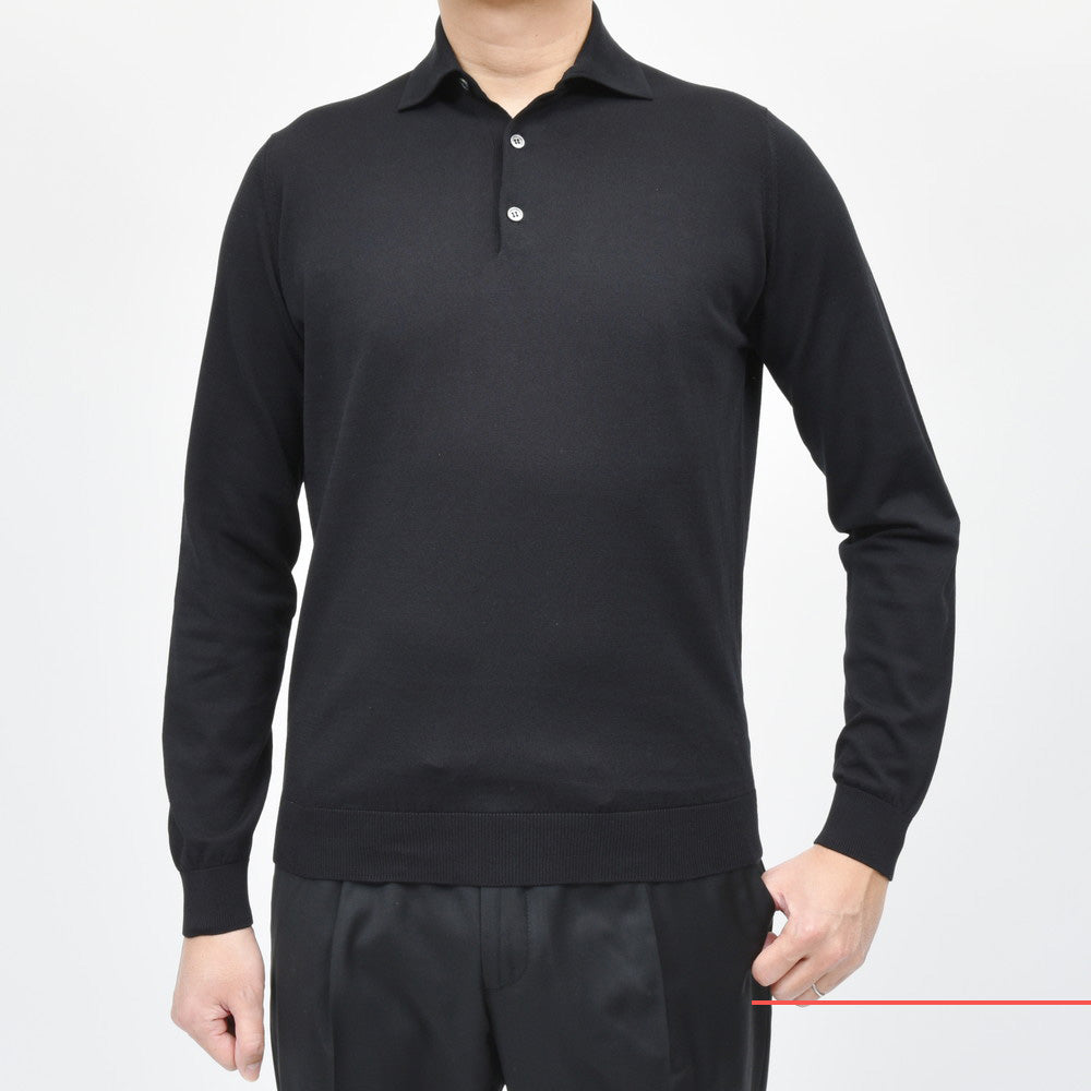 FILIPPO DE LAURENTIIS(フィリッポ デ ローレンティス) クレープコットンL/Sニットポロ PL1ML19