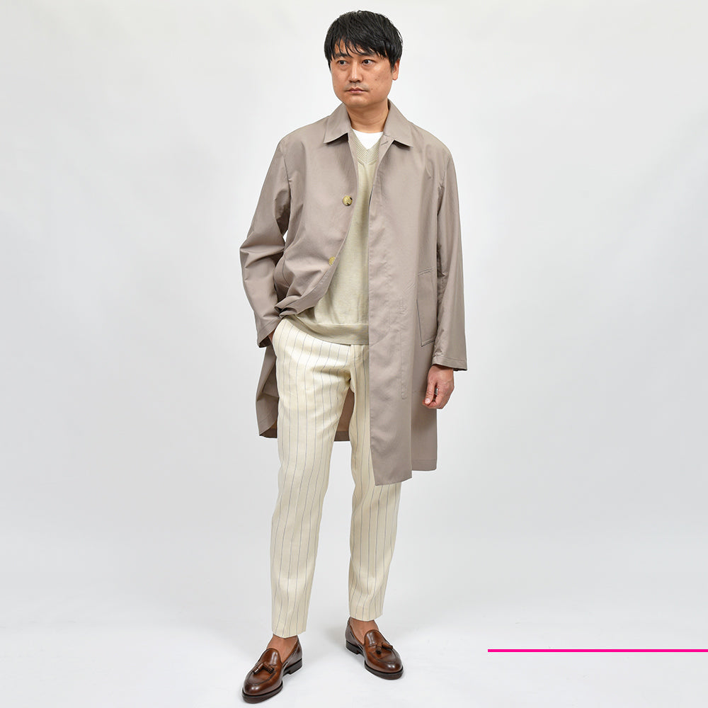 PT TORINO ピーティー トリノ Edge リネン コットン ストライプ ノープリーツ パンツ REBEL FIT/ LB09