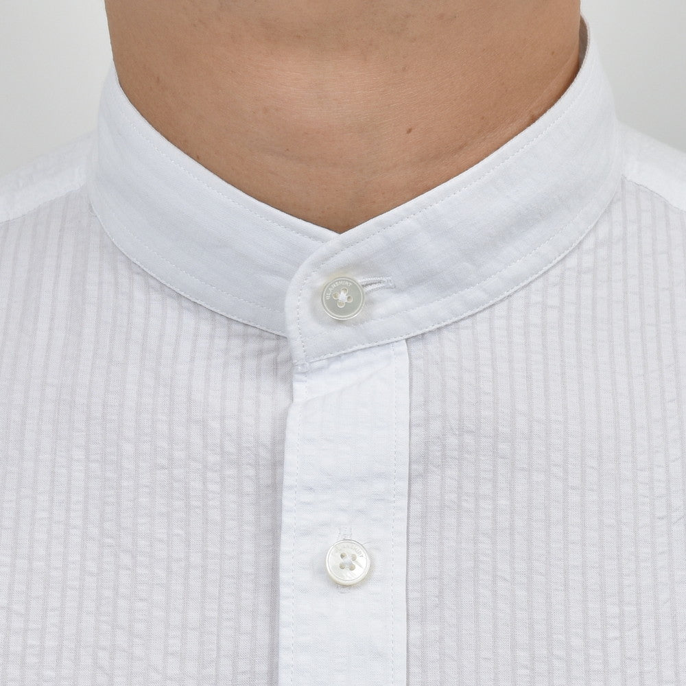 GLANSHIRT(グランシャツ) コットンシアサッカーバンドカラーシャツ 476-31408