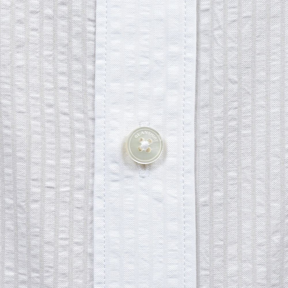 GLANSHIRT(グランシャツ) コットンシアサッカーバンドカラーシャツ 476-31408